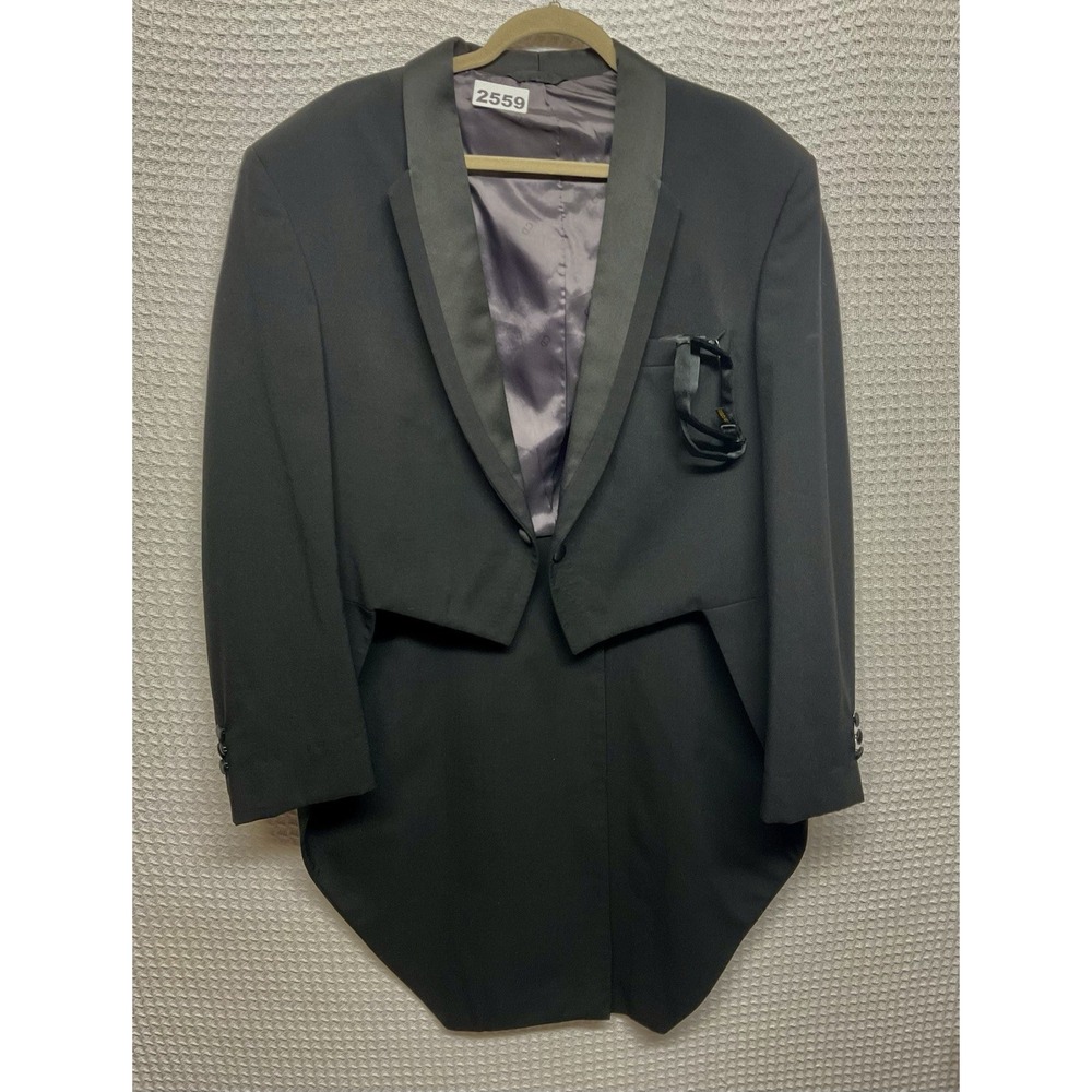 Christian Dior Grand Luxe Tailcoat Tuxedo Jacket Men's 44R Wool Black Gray